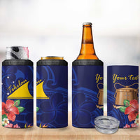 Personalised Tokelau Tropical Hibiscus 4 in 1 Can Cooler Tumbler With Polynesian Plumeria Tattoo LT9 - Polynesian Pride