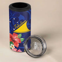 Personalised Tokelau Tropical Hibiscus 4 in 1 Can Cooler Tumbler With Polynesian Plumeria Tattoo LT9 - Polynesian Pride