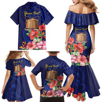 Personalised Tokelau Tropical Hibiscus Family Matching Mermaid Dress and Hawaiian Shirt With Polynesian Plumeria Tattoo LT9 - Polynesian Pride