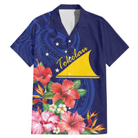 Personalised Tokelau Tropical Hibiscus Family Matching Mermaid Dress and Hawaiian Shirt With Polynesian Plumeria Tattoo LT9 Dad's Shirt - Short Sleeve Blue - Polynesian Pride