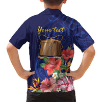Personalised Tokelau Tropical Hibiscus Family Matching Off Shoulder Maxi Dress and Hawaiian Shirt With Polynesian Plumeria Tattoo LT9 - Polynesian Pride