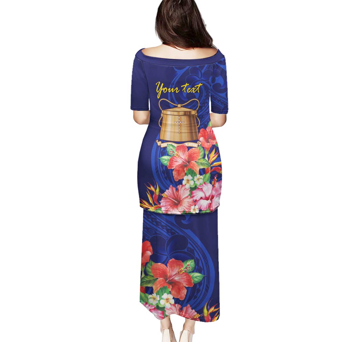 Personalised Tokelau Tropical Hibiscus Family Matching Puletasi and Hawaiian Shirt With Polynesian Plumeria Tattoo LT9 - Polynesian Pride
