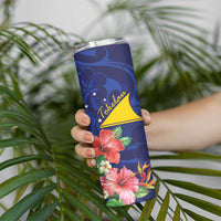 Personalised Tokelau Tropical Hibiscus Skinny Tumbler With Polynesian Plumeria Tattoo LT9 - Polynesian Pride