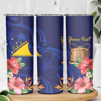 Personalised Tokelau Tropical Hibiscus Skinny Tumbler With Polynesian Plumeria Tattoo LT9 - Polynesian Pride