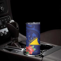Personalised Tokelau Tropical Hibiscus Skinny Tumbler With Polynesian Plumeria Tattoo LT9 - Polynesian Pride
