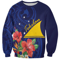 Personalised Tokelau Tropical Hibiscus Sweatshirt With Polynesian Plumeria Tattoo