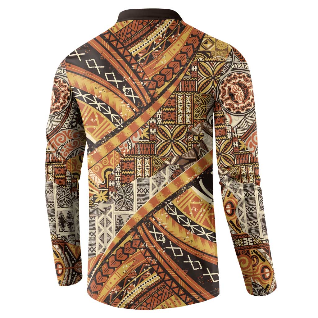 Hawaiian Style Tapa Button Sweatshirt Vintage Seamless Pattern - Polynesian Pride