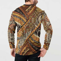 Hawaiian Style Tapa Button Sweatshirt Vintage Seamless Pattern - Polynesian Pride