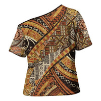 Hawaiian Style Tapa Cross Shoulder Shirt Vintage Seamless Pattern - Polynesian Pride