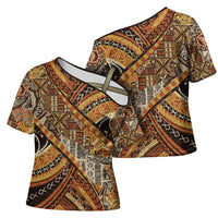 Hawaiian Style Tapa Cross Shoulder Shirt Vintage Seamless Pattern - Polynesian Pride