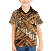 Hawaiian Style Tapa Family Matching Long Sleeve Bodycon Dress and Hawaiian Shirt Vintage Seamless Pattern LT9 Son's Shirt Red - Polynesian Pride