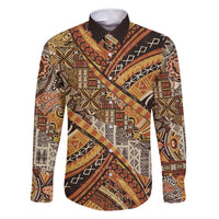 Hawaiian Style Tapa Family Matching Mermaid Dress and Hawaiian Shirt Vintage Seamless Pattern LT9 Dad's Shirt - Long Sleeve Red - Polynesian Pride