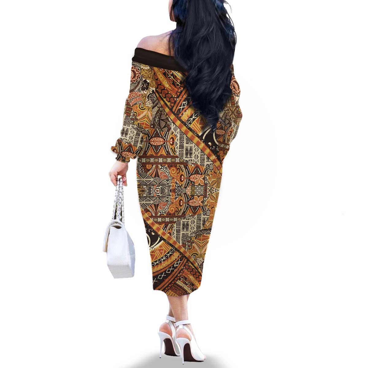 Hawaiian Style Tapa Family Matching Off The Shoulder Long Sleeve Dress and Hawaiian Shirt Vintage Seamless Pattern LT9 - Polynesian Pride