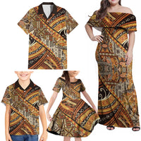 Hawaiian Style Tapa Family Matching Off Shoulder Maxi Dress and Hawaiian Shirt Vintage Seamless Pattern LT9 - Polynesian Pride
