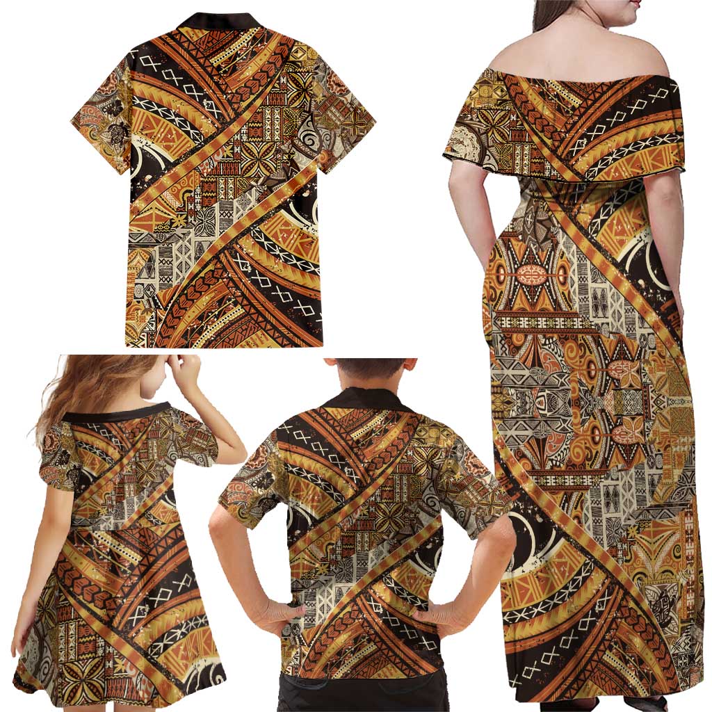 Hawaiian Style Tapa Family Matching Off Shoulder Maxi Dress and Hawaiian Shirt Vintage Seamless Pattern LT9 - Polynesian Pride
