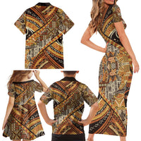 Hawaiian Style Tapa Family Matching Short Sleeve Bodycon Dress and Hawaiian Shirt Vintage Seamless Pattern LT9 - Polynesian Pride
