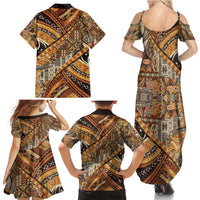 Hawaiian Style Tapa Family Matching Summer Maxi Dress and Hawaiian Shirt Vintage Seamless Pattern LT9 - Polynesian Pride
