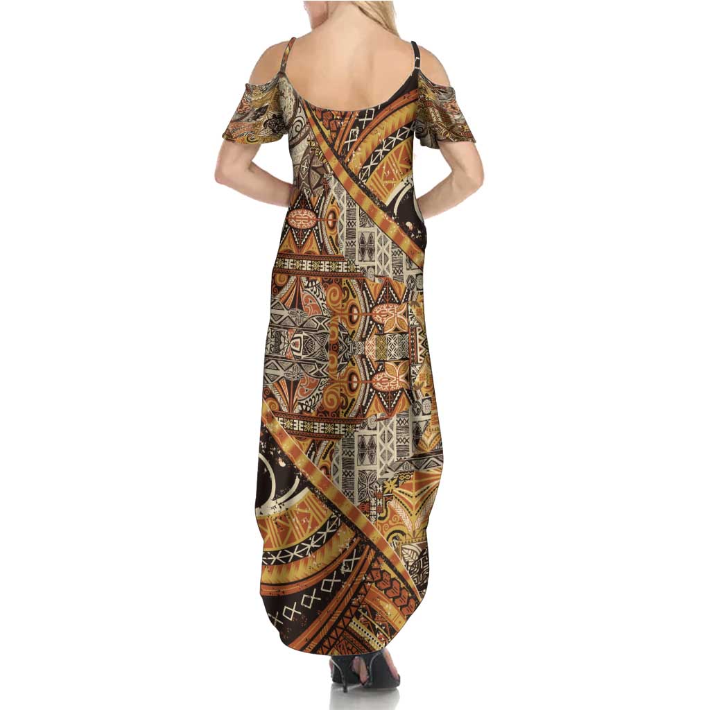 Hawaiian Style Tapa Family Matching Summer Maxi Dress and Hawaiian Shirt Vintage Seamless Pattern LT9 - Polynesian Pride