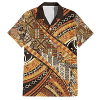 Hawaiian Style Tapa Family Matching Tank Maxi Dress and Hawaiian Shirt Vintage Seamless Pattern LT9 Dad's Shirt - Short Sleeve Red - Polynesian Pride