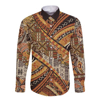 Hawaiian Style Tapa Long Sleeve Button Shirt Vintage Seamless Pattern - Polynesian Pride