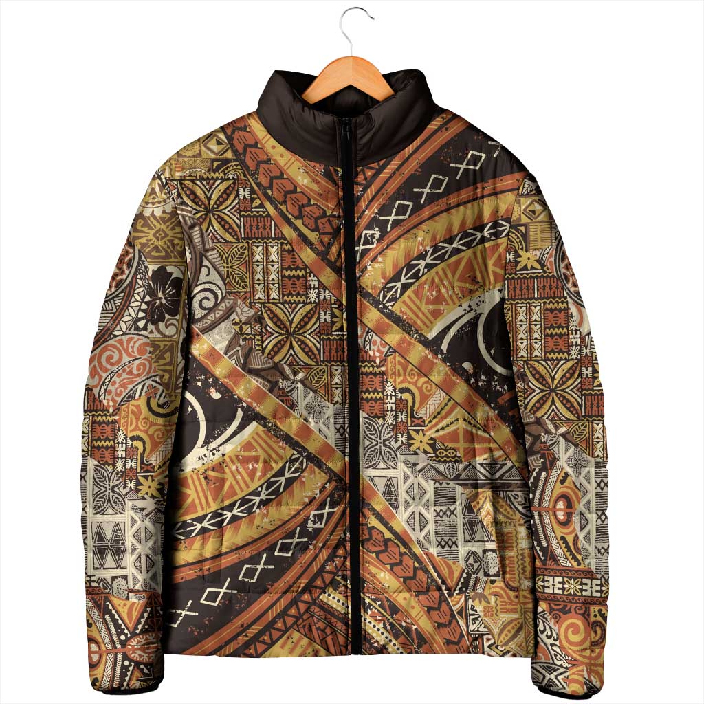 Hawaiian Style Tapa Padded Jacket Vintage Seamless Pattern - Polynesian Pride