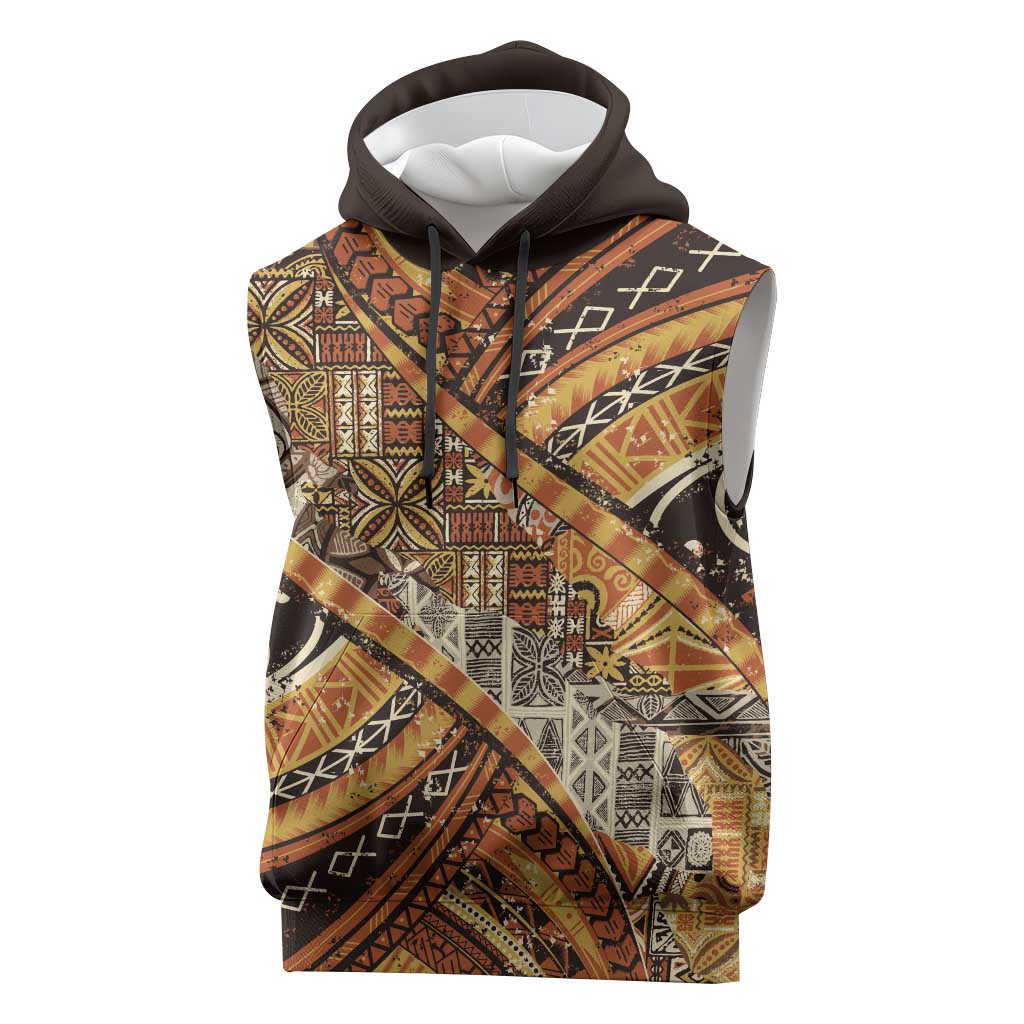 Hawaiian Style Tapa Sleeveless Hoodie Vintage Seamless Pattern LT9 Red - Polynesian Pride