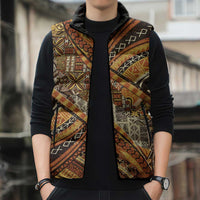Hawaiian Style Tapa Sleeveless Puffer Jacket Vintage Seamless Pattern - Polynesian Pride