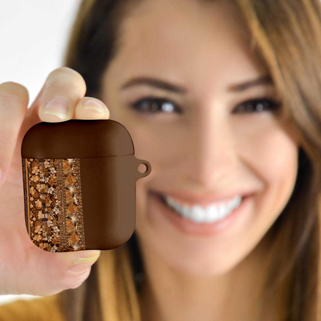 Hawaiian Tribal Elements Hibiscus AirPods Case Gold Pattern - Polynesian Pride