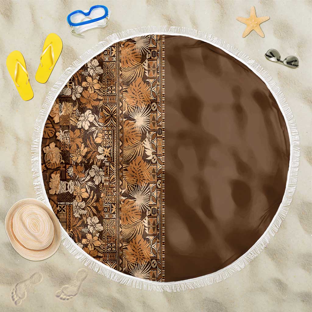 Hawaiian Tribal Elements Hibiscus Beach Blanket Gold Pattern - Polynesian Pride