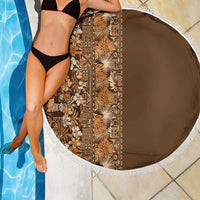 Hawaiian Tribal Elements Hibiscus Beach Blanket Gold Pattern - Polynesian Pride