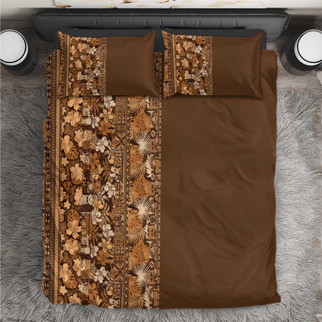 Hawaiian Tribal Elements Hibiscus Bedding Set Gold Pattern - Polynesian Pride