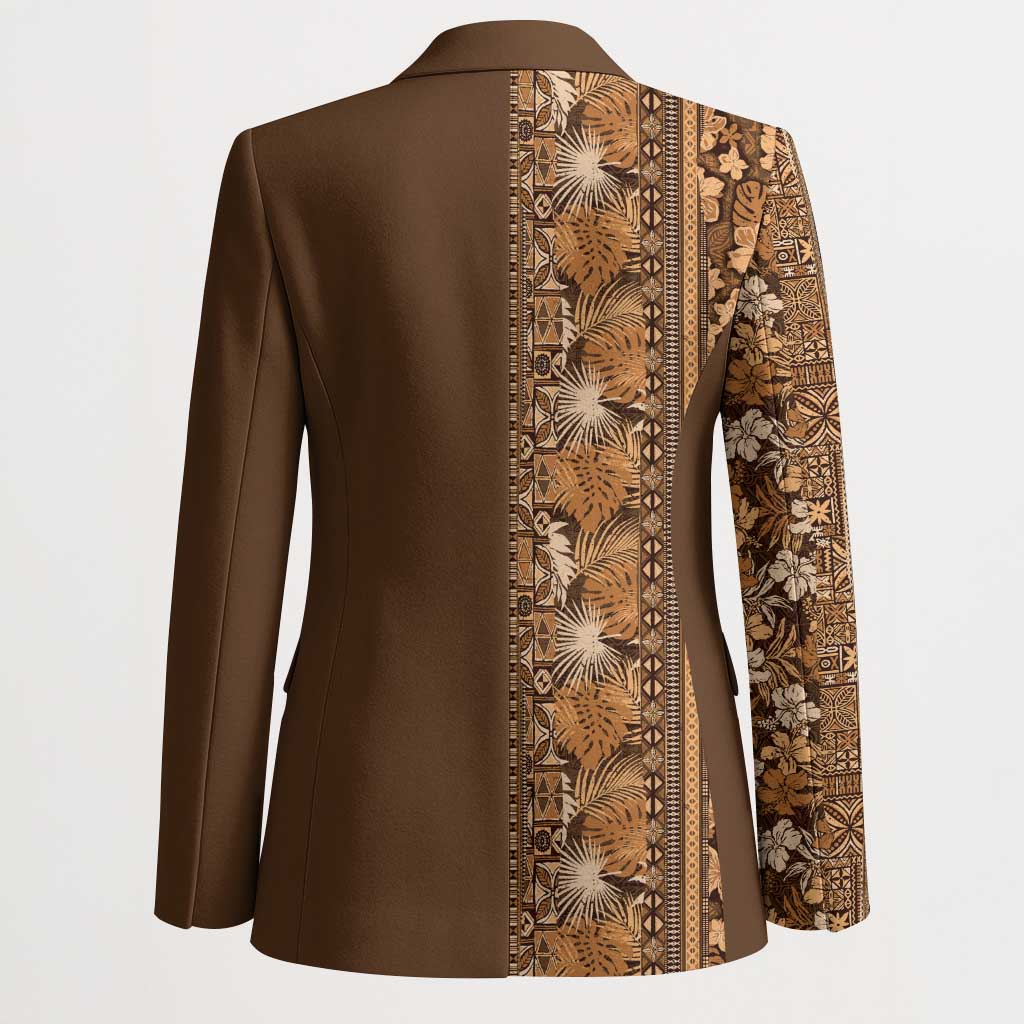 Hawaiian Tribal Elements Hibiscus Blazer Gold Pattern - Polynesian Pride