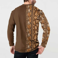 Hawaiian Tribal Elements Hibiscus Button Sweatshirt Gold Pattern - Polynesian Pride