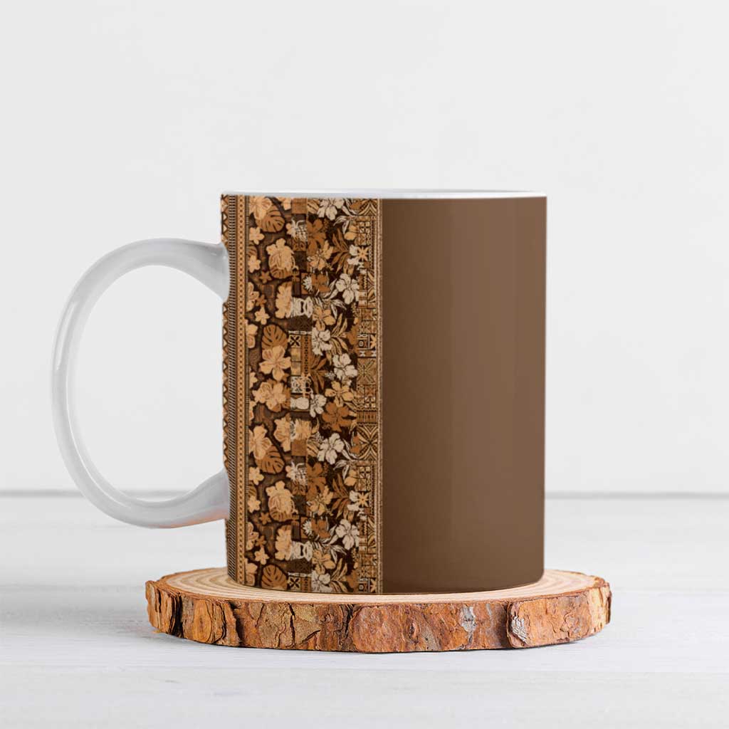 Hawaiian Tribal Elements Hibiscus Ceramic Mug Gold Pattern - Polynesian Pride