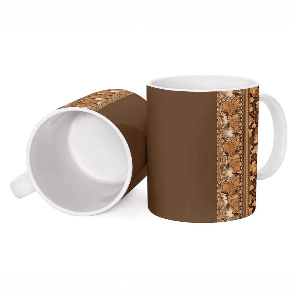 Hawaiian Tribal Elements Hibiscus Ceramic Mug Gold Pattern - Polynesian Pride