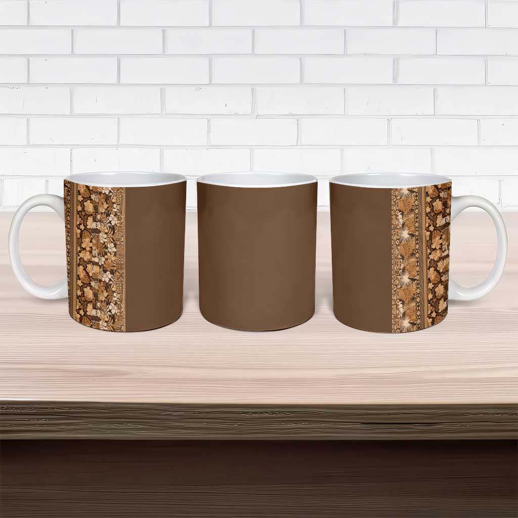 Hawaiian Tribal Elements Hibiscus Ceramic Mug Gold Pattern - Polynesian Pride