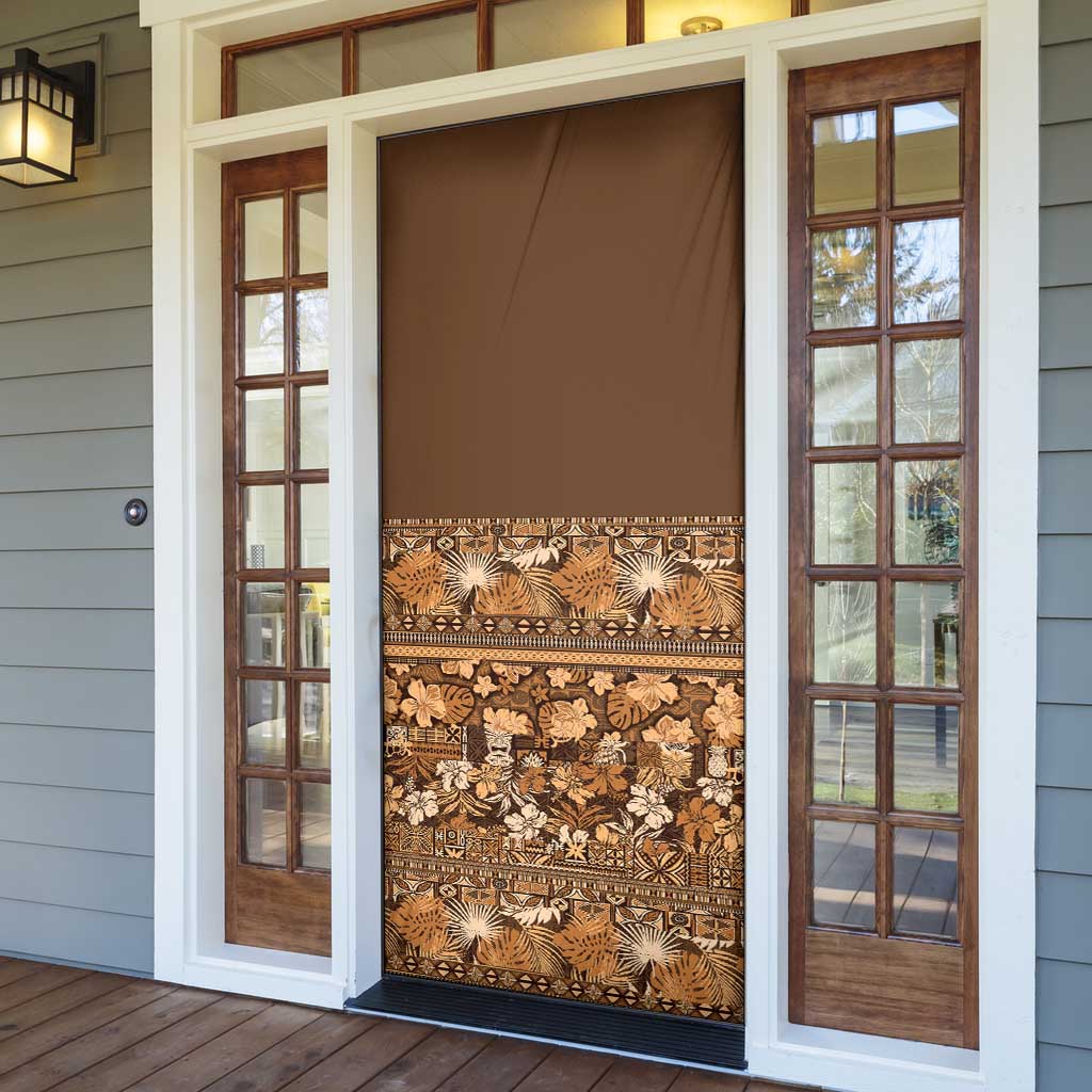 Hawaiian Tribal Elements Hibiscus Door Cover Gold Pattern - Polynesian Pride