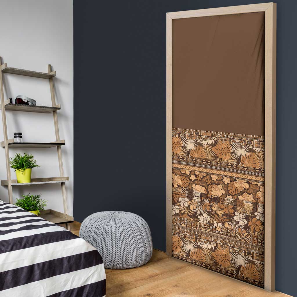 Hawaiian Tribal Elements Hibiscus Door Cover Gold Pattern - Polynesian Pride