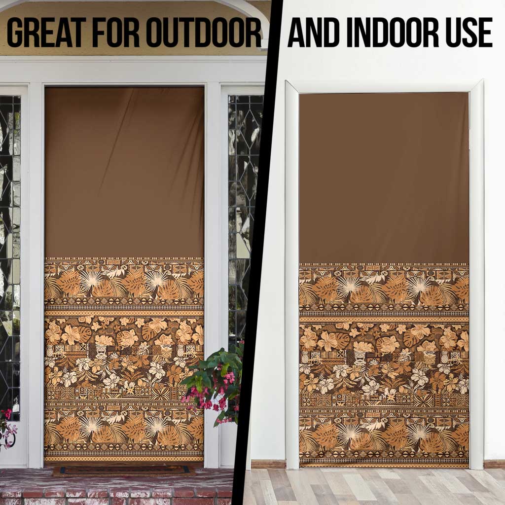 Hawaiian Tribal Elements Hibiscus Door Cover Gold Pattern - Polynesian Pride
