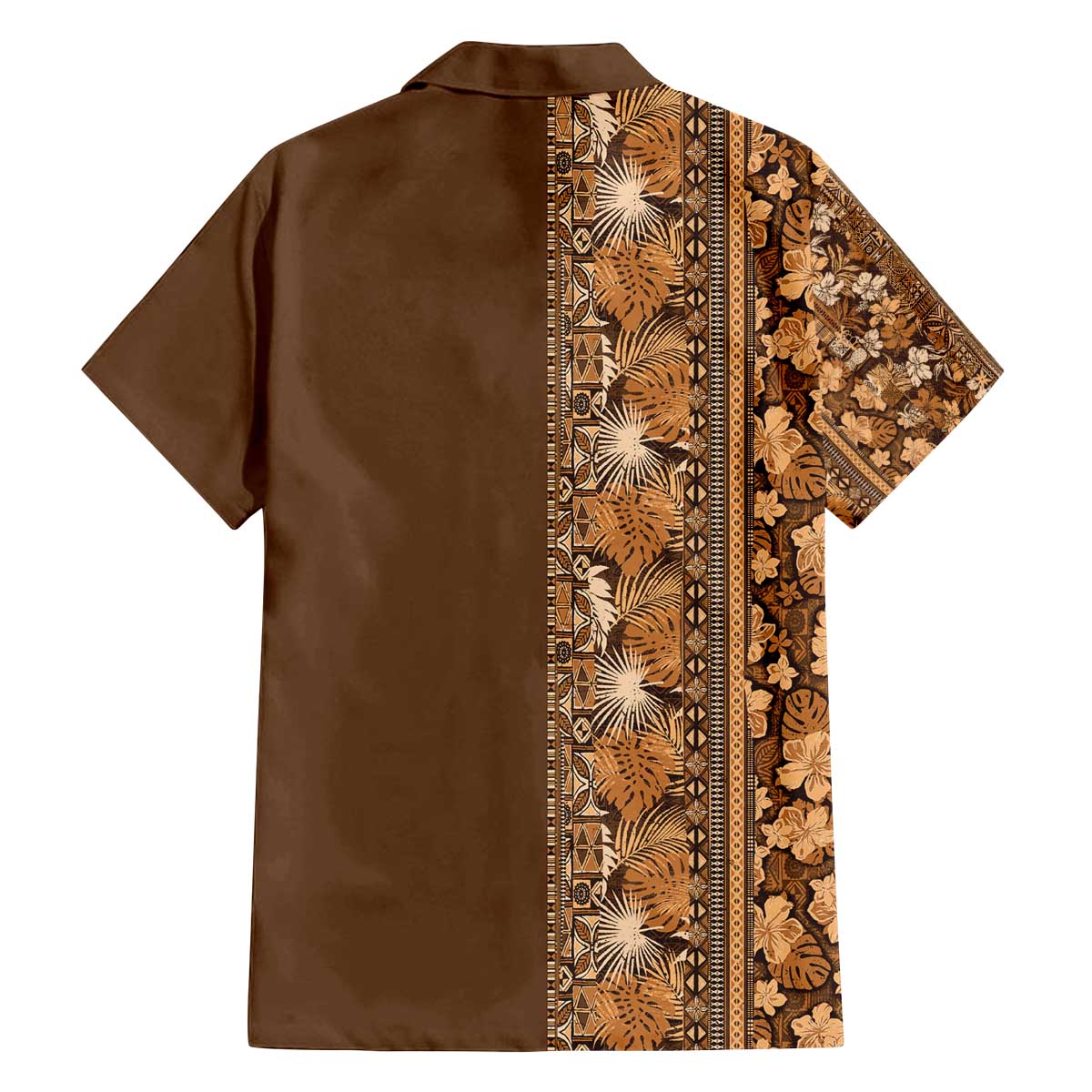 Hawaiian Tribal Elements Hibiscus Family Matching Off The Shoulder Long Sleeve Dress and Hawaiian Shirt Gold Pattern LT9 - Polynesian Pride