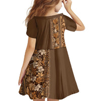 Hawaiian Tribal Elements Hibiscus Family Matching Off Shoulder Maxi Dress and Hawaiian Shirt Gold Pattern LT9 - Polynesian Pride