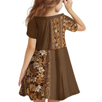Hawaiian Tribal Elements Hibiscus Family Matching Tank Maxi Dress and Hawaiian Shirt Gold Pattern LT9 - Polynesian Pride