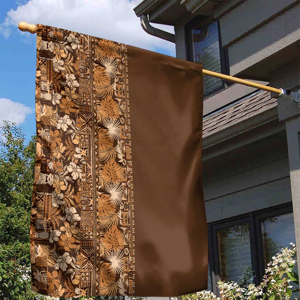 Hawaiian Tribal Elements Hibiscus Garden Flag Gold Pattern - Polynesian Pride