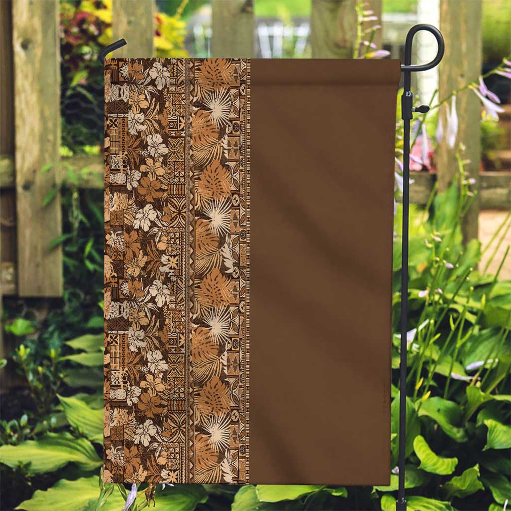 Hawaiian Tribal Elements Hibiscus Garden Flag Gold Pattern - Polynesian Pride