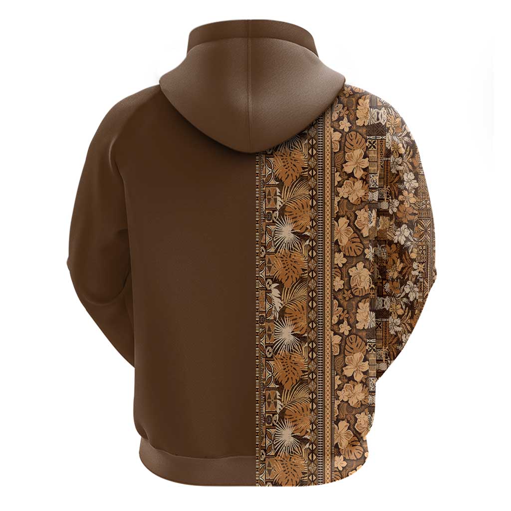 Hawaiian Tribal Elements Hibiscus Hoodie Gold Pattern - Polynesian Pride