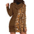 Hawaiian Tribal Elements Hibiscus Hoodie Dress Gold Pattern - Polynesian Pride