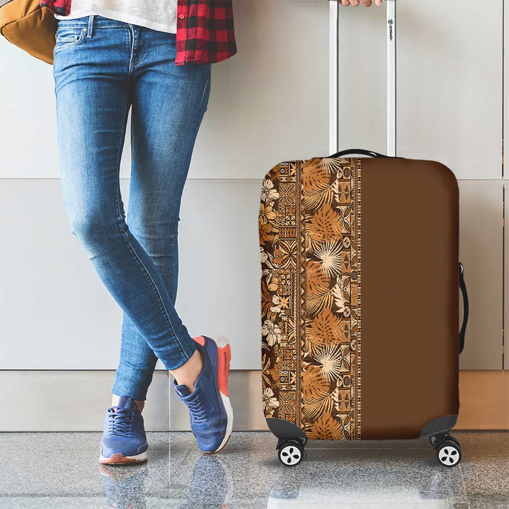 Hawaiian Tribal Elements Hibiscus Luggage Cover Gold Pattern - Polynesian Pride