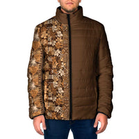 Hawaiian Tribal Elements Hibiscus Padded Jacket Gold Pattern - Polynesian Pride