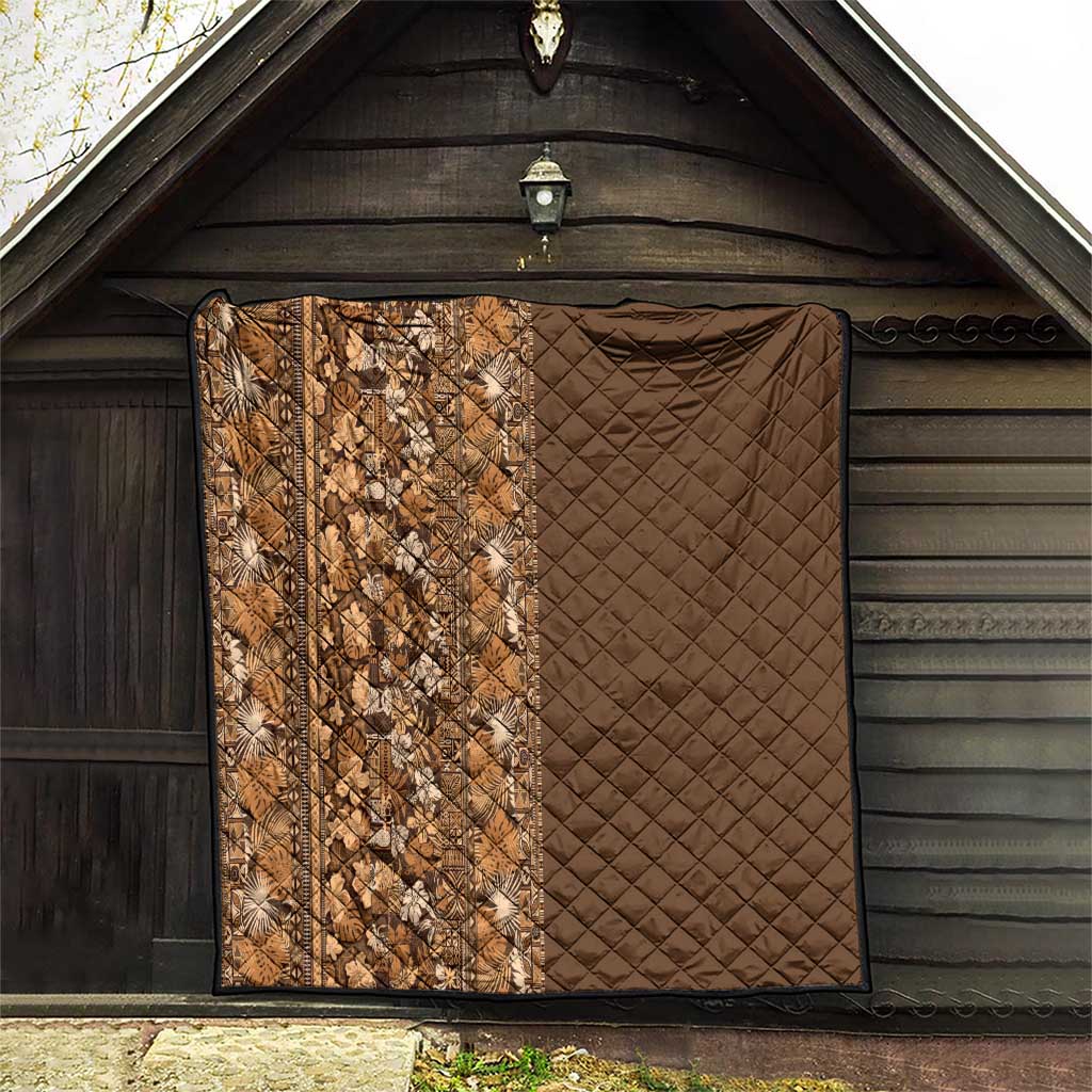 Hawaiian Tribal Elements Hibiscus Quilt Gold Pattern - Polynesian Pride