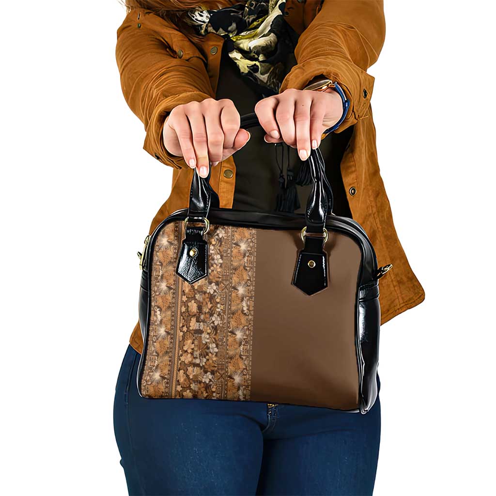 Hawaiian Tribal Elements Hibiscus Shoulder Handbag Gold Pattern - Polynesian Pride